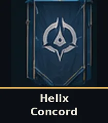 Helix Concord banner: a stylised emblem on a hanging banner in the bloc's colours